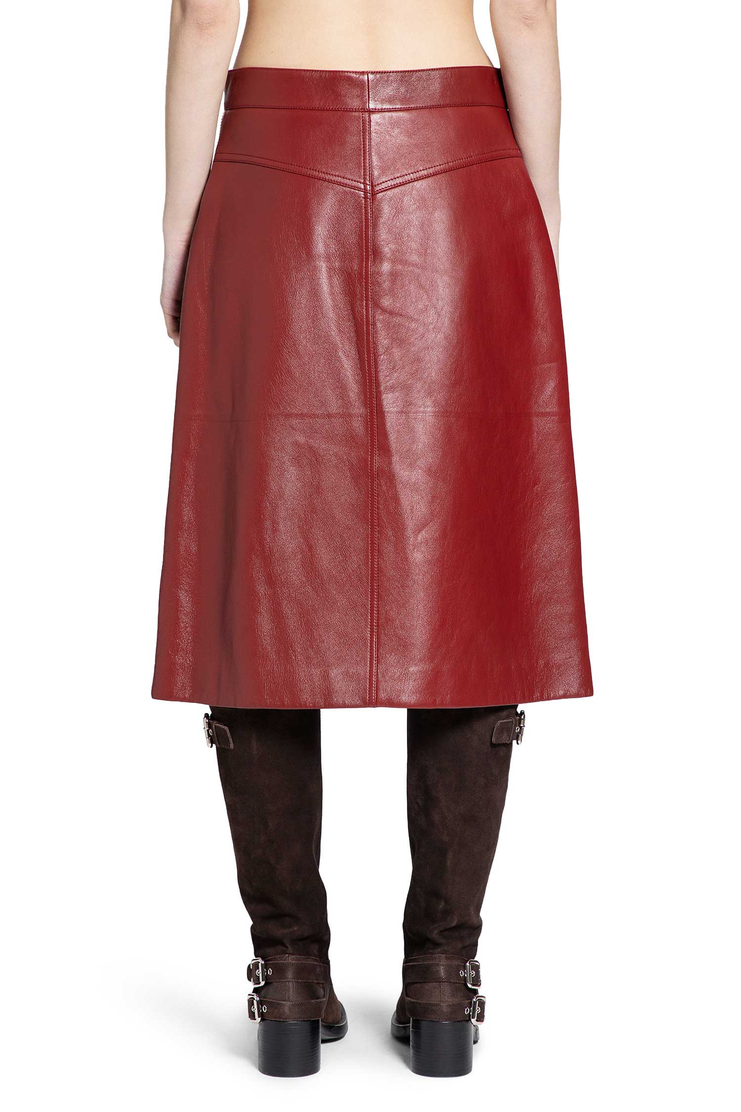 Knee-length Skirt In Leather - 4