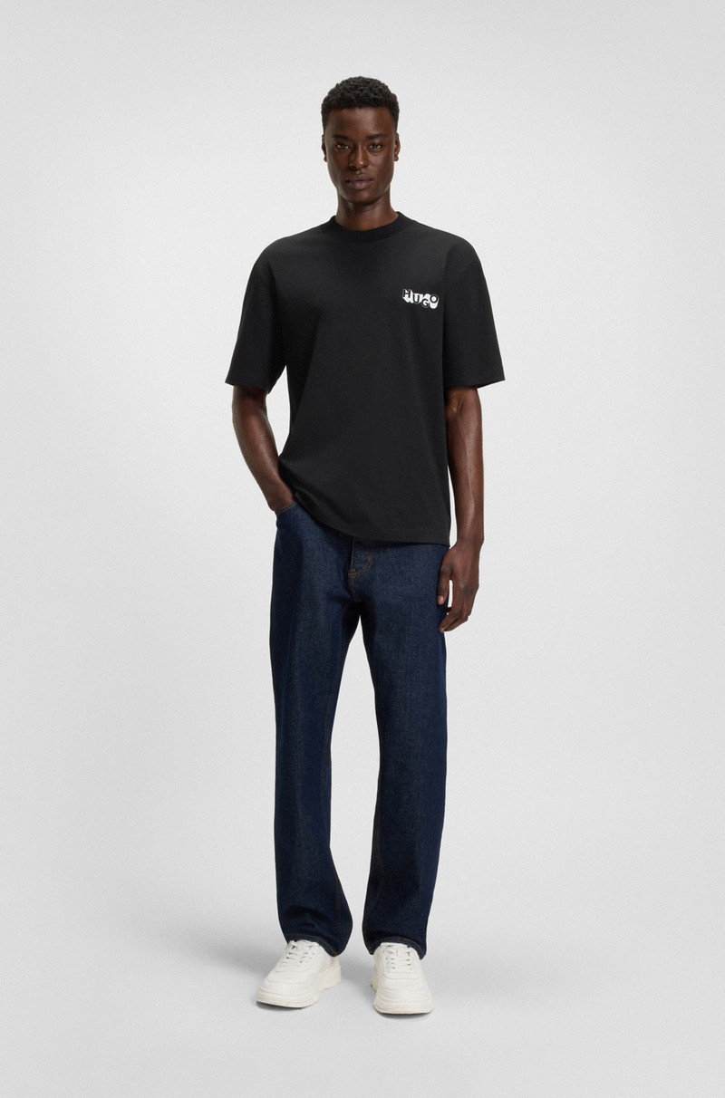 HUGO COTTON-JERSEY T-SHIRT WITH LOGO ARTWORK outlook
