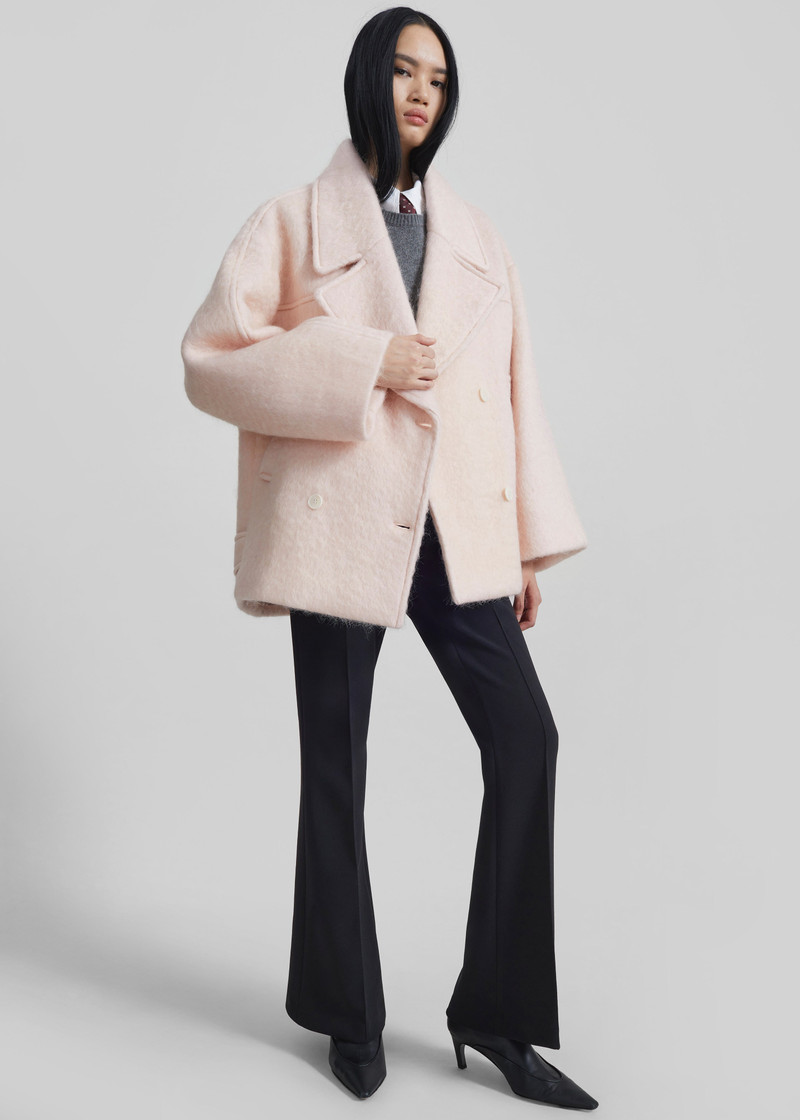 Odeone Brushed Wool Peacoat - Faded Pink 3