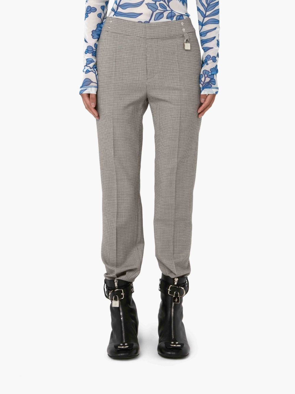 CHECK SLIM LEG TROUSERS - 2