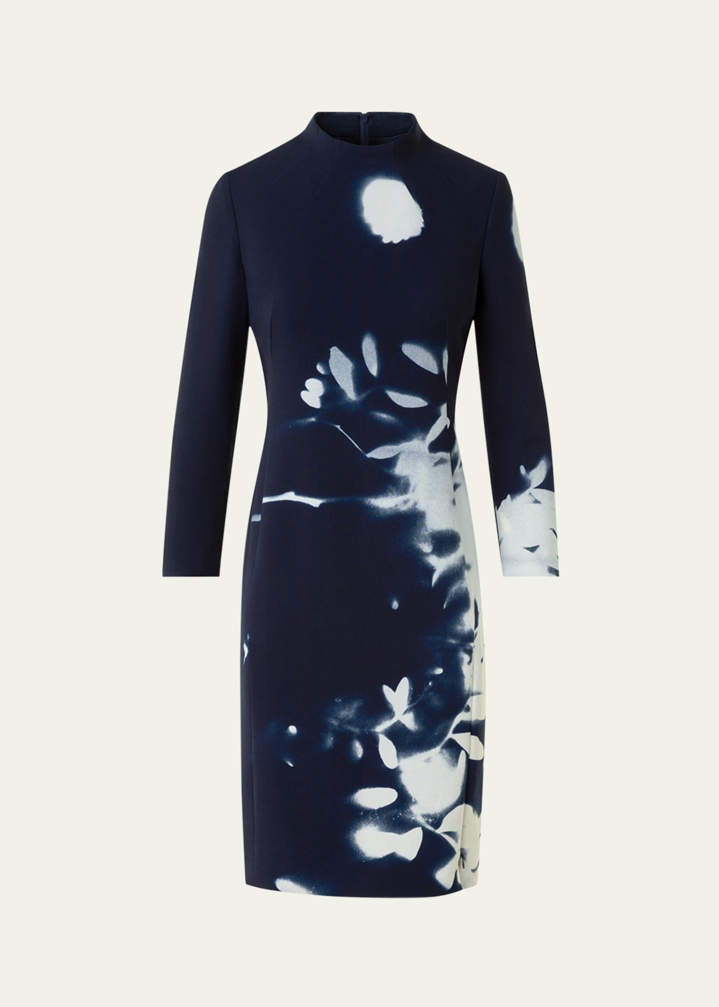 Wildflower-Print Wool Double-Face Slit Dress - 1