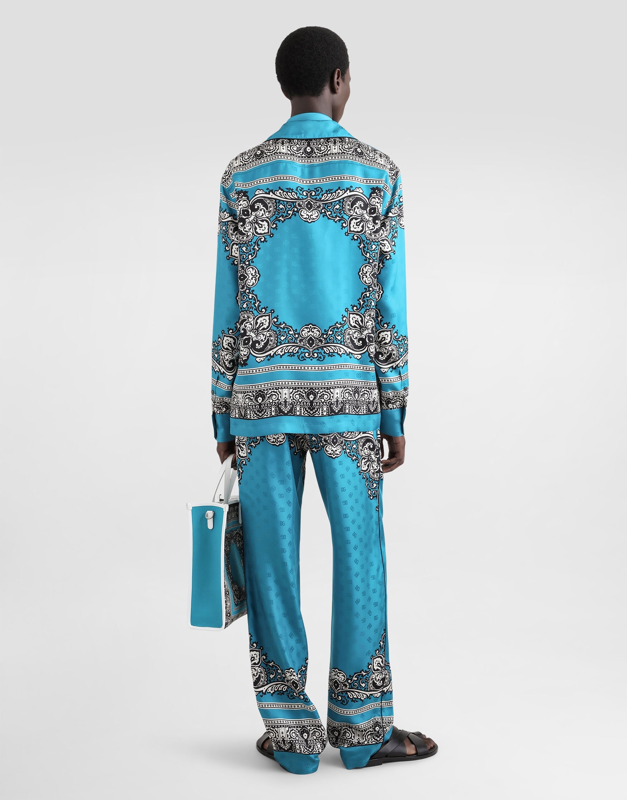 Silk pajama pants with bandanna print - 3