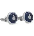 Logo-Detailed Rhodium-Plated Sodalite Cufflinks - 3