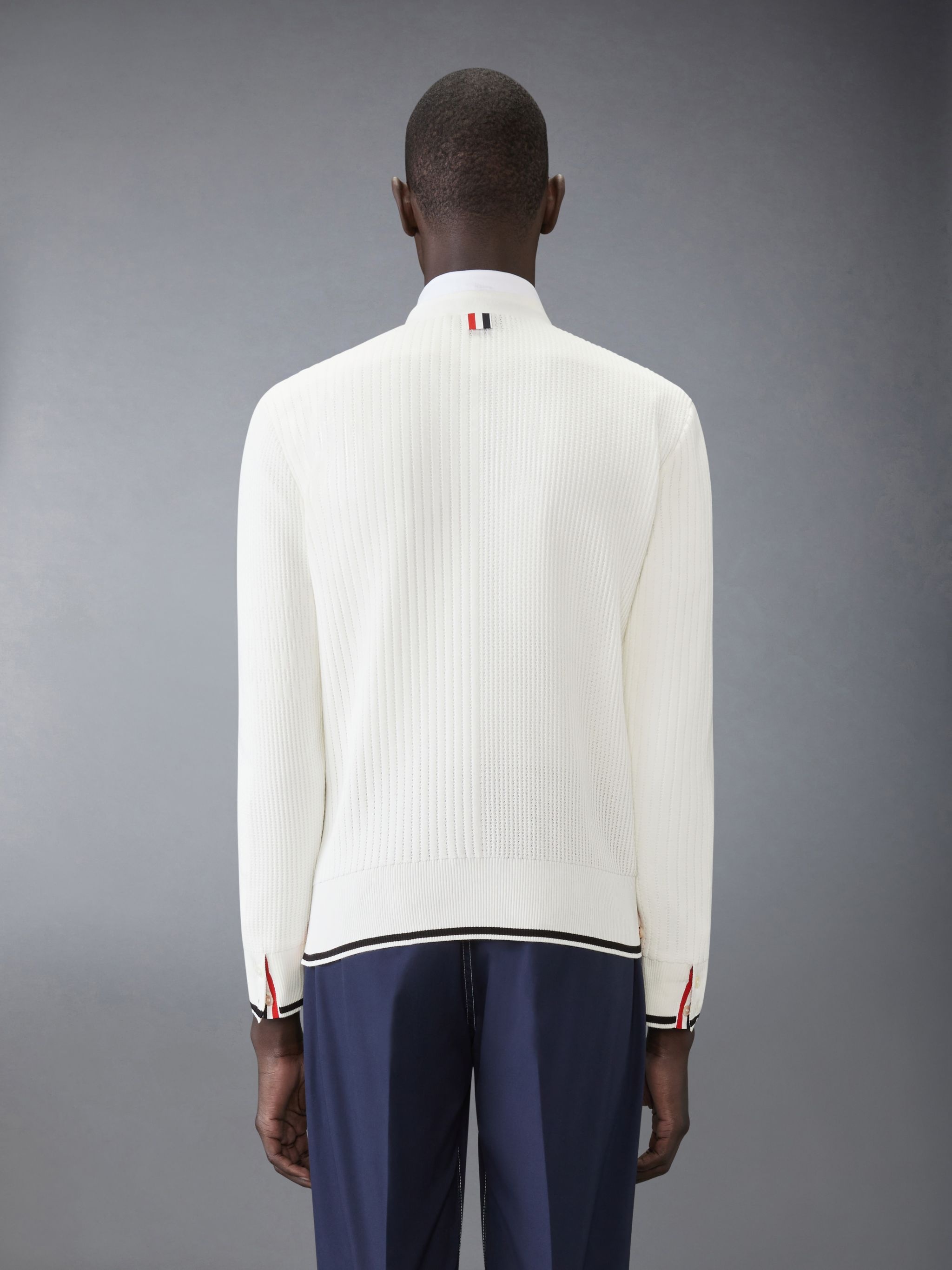 Half & Half 4-Bar Relaxed Fit V Neck Cardigan - 2