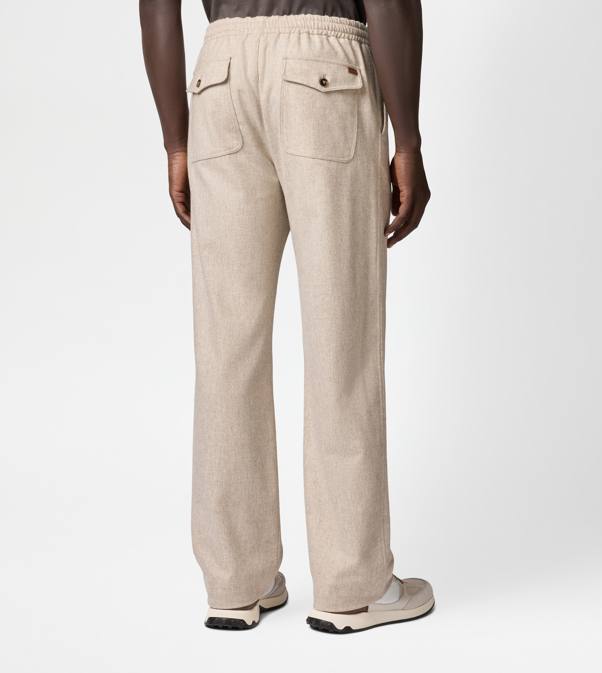PANTS IN FLANNEL WITH DRAWSTRING - OFF WHITE - 4