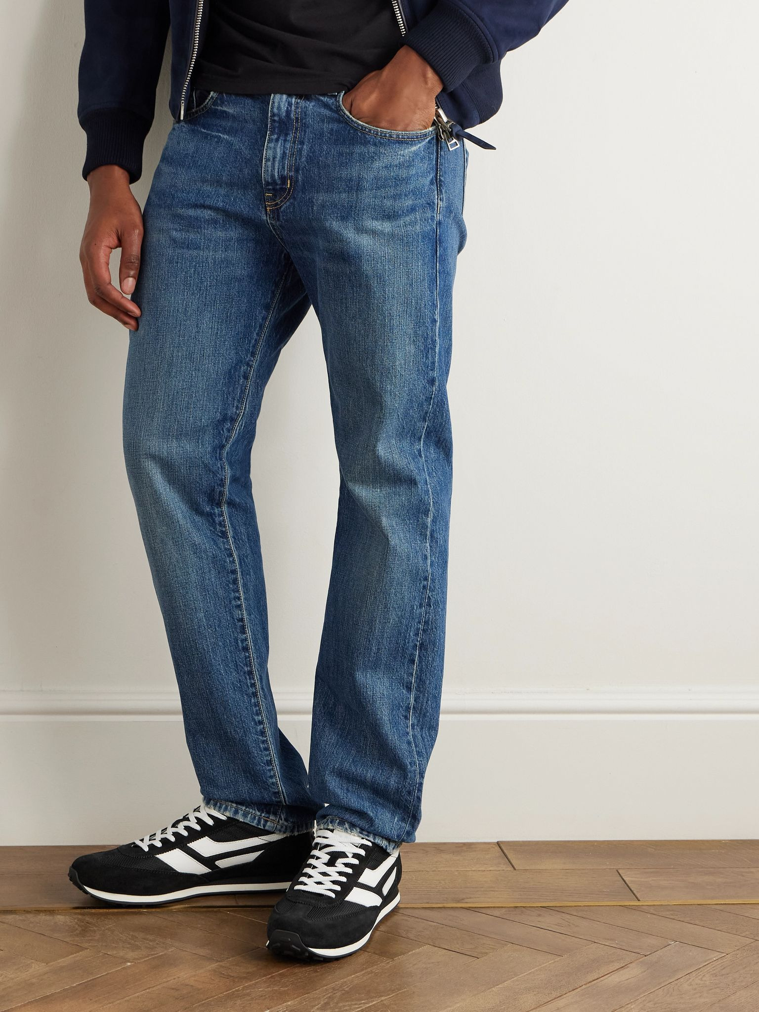Mesh and Leather-Trimmed Suede Sneakers Black - 2