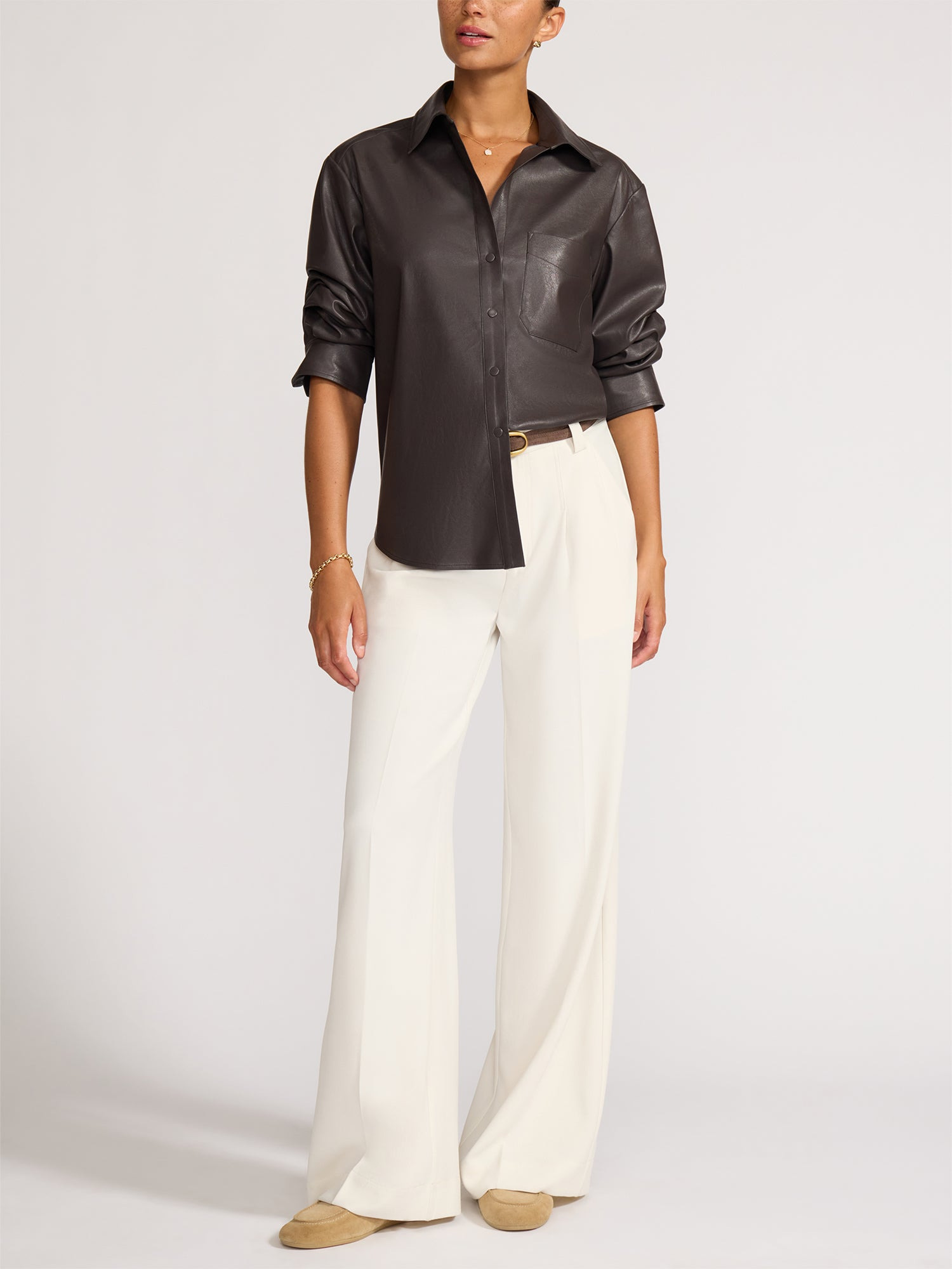 The Pia Vegan Leather Shirt - 7