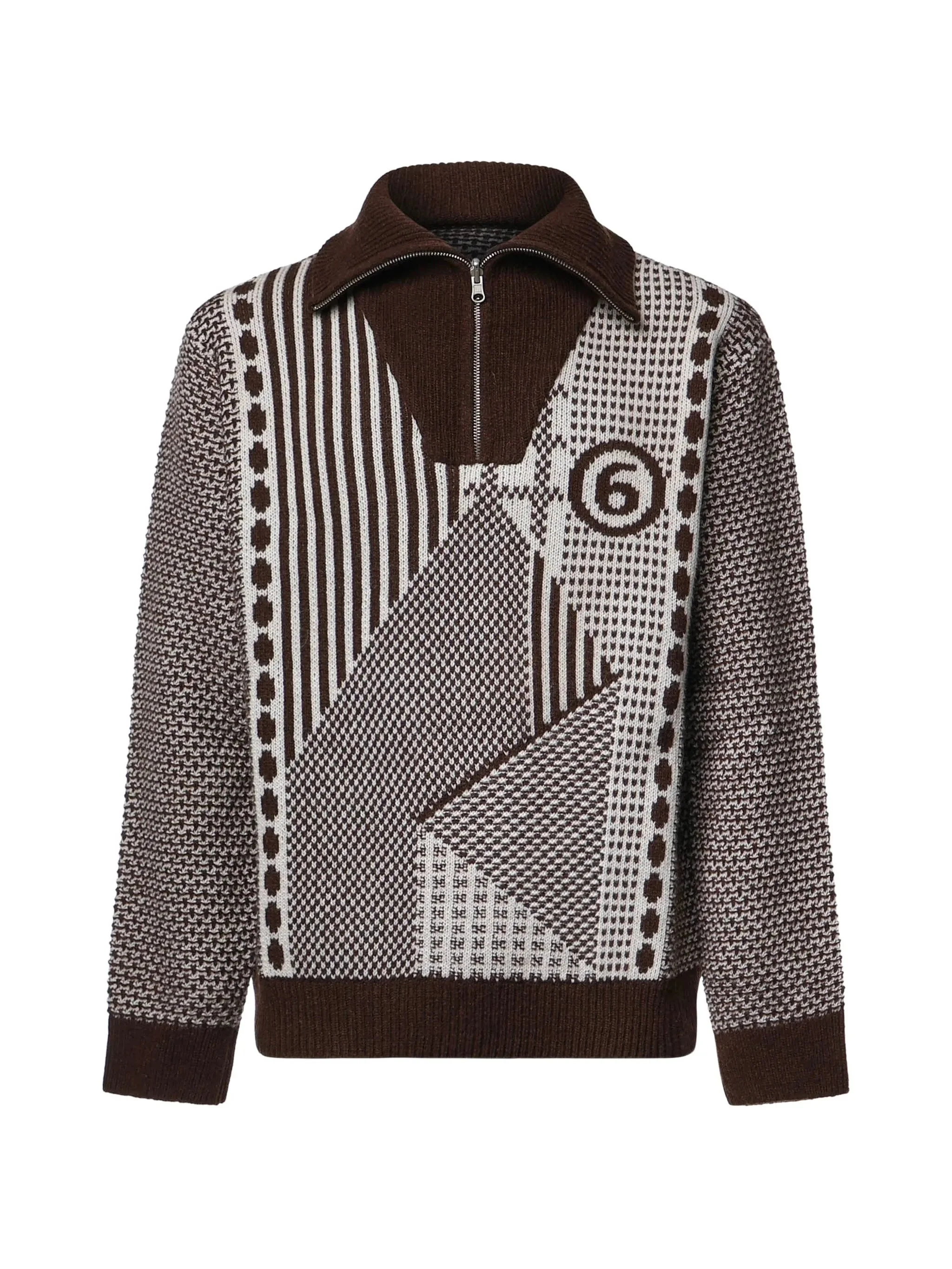 Mm6 Maison Margiela Patchwork Quarter-zip Sweater - 1