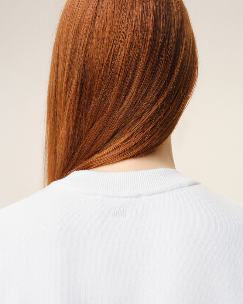 WHITE COTTON KNITTED AMI DE COEUR SWEATSHIRT 4
