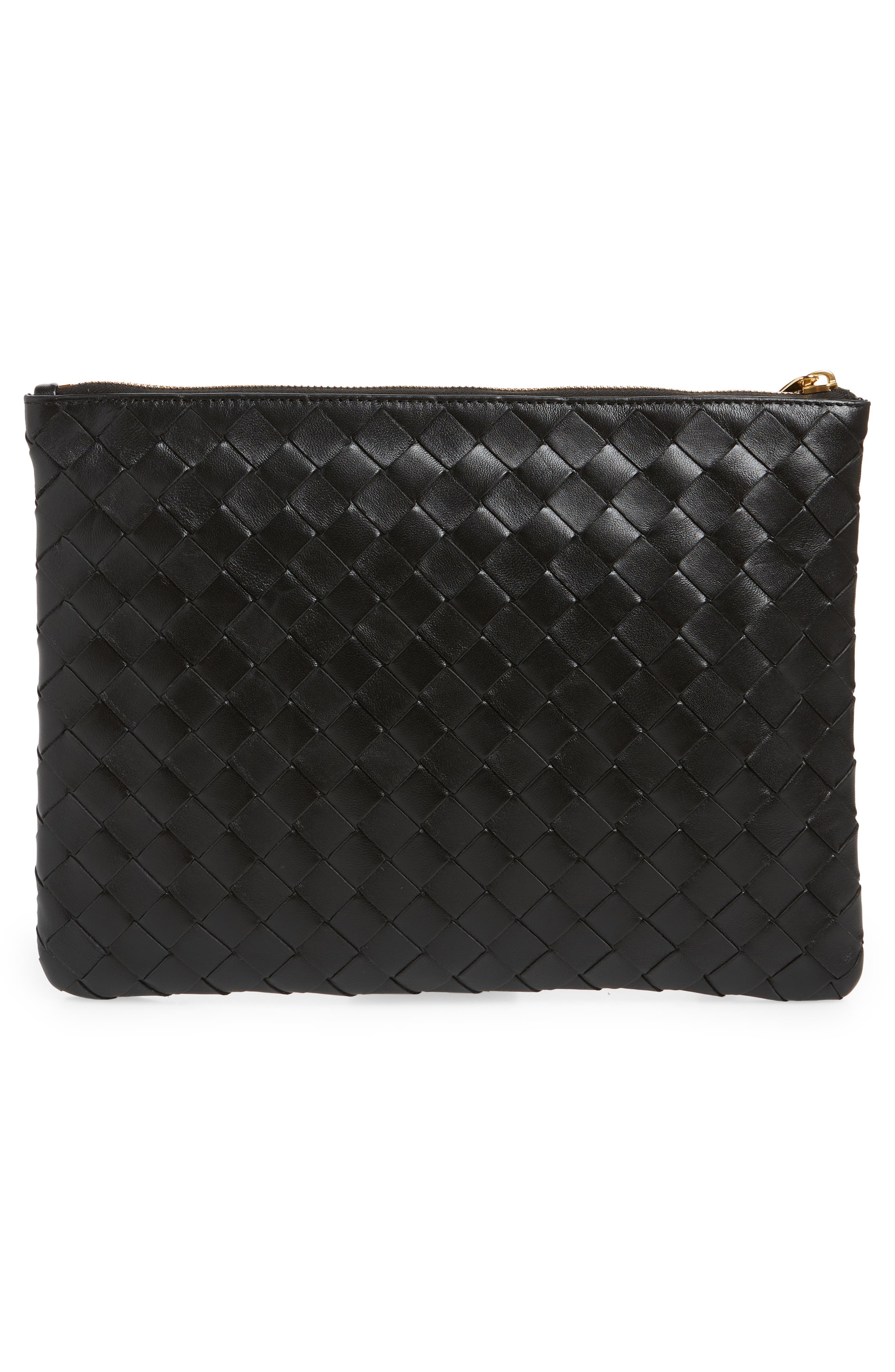 Bottega Veneta Intrecciato Leather Pouch in Black-Gold at Nordstrom - 3