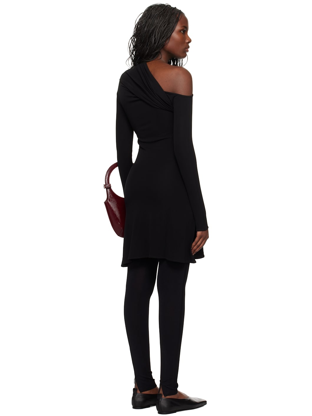 Black Twist Crepe Minidress - 3