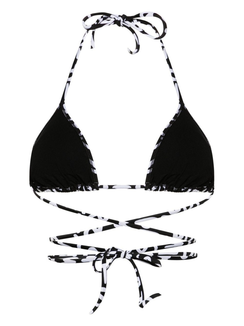 VETEMENTS logo-print triangle bikini top outlook