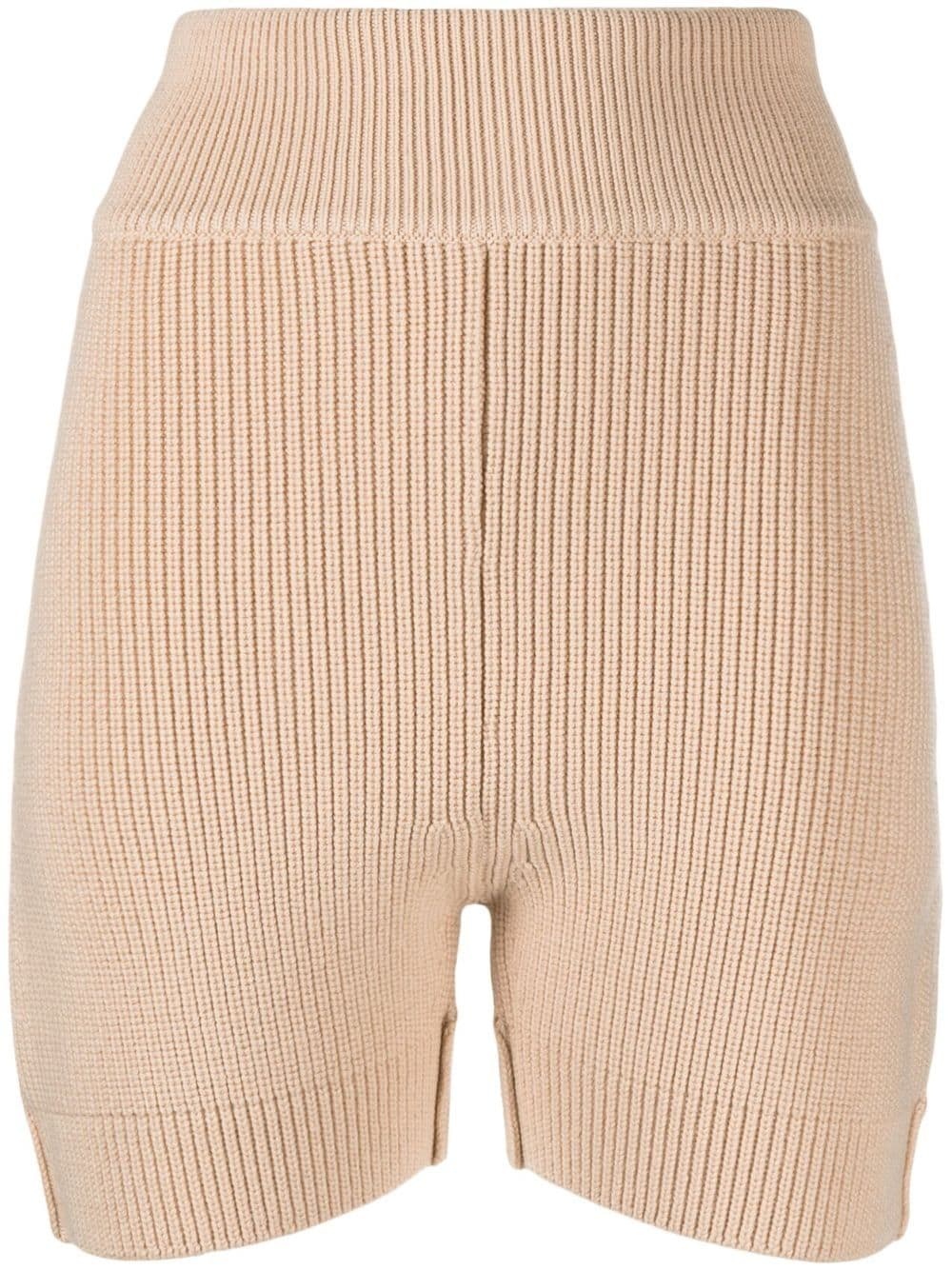 ribbed-knit high-waisted shorts - 1