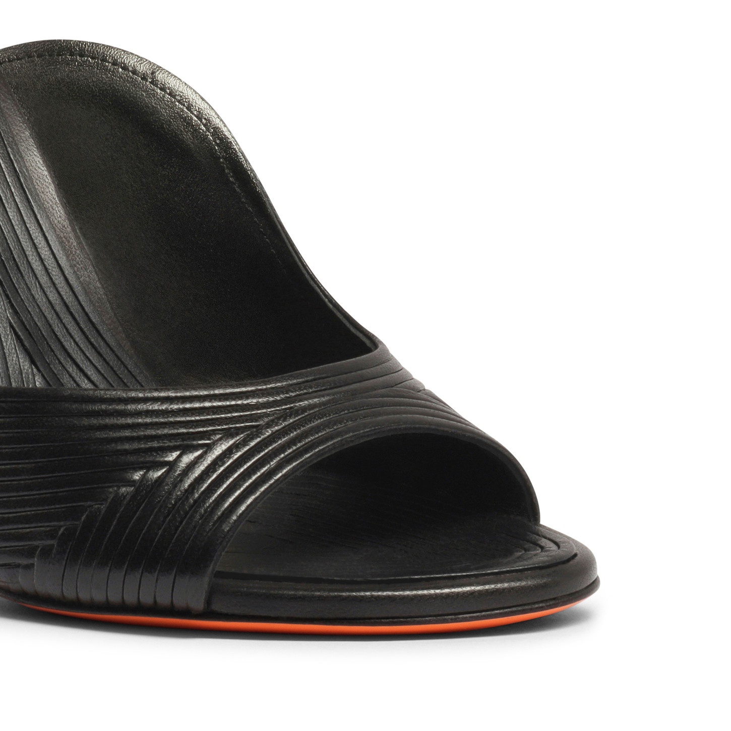 Women's black leather high-heel sandal - 6