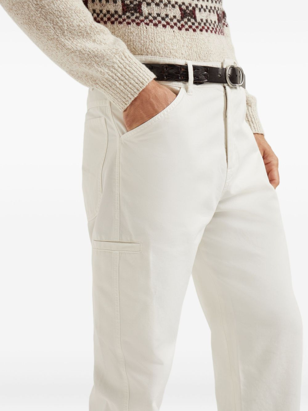 utility-pocket gabardine trousers - 4
