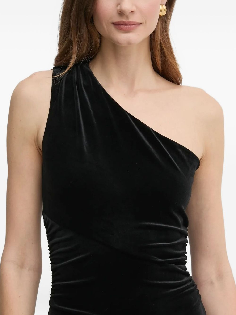 one-shoulder velvet jumpsuit - 4
