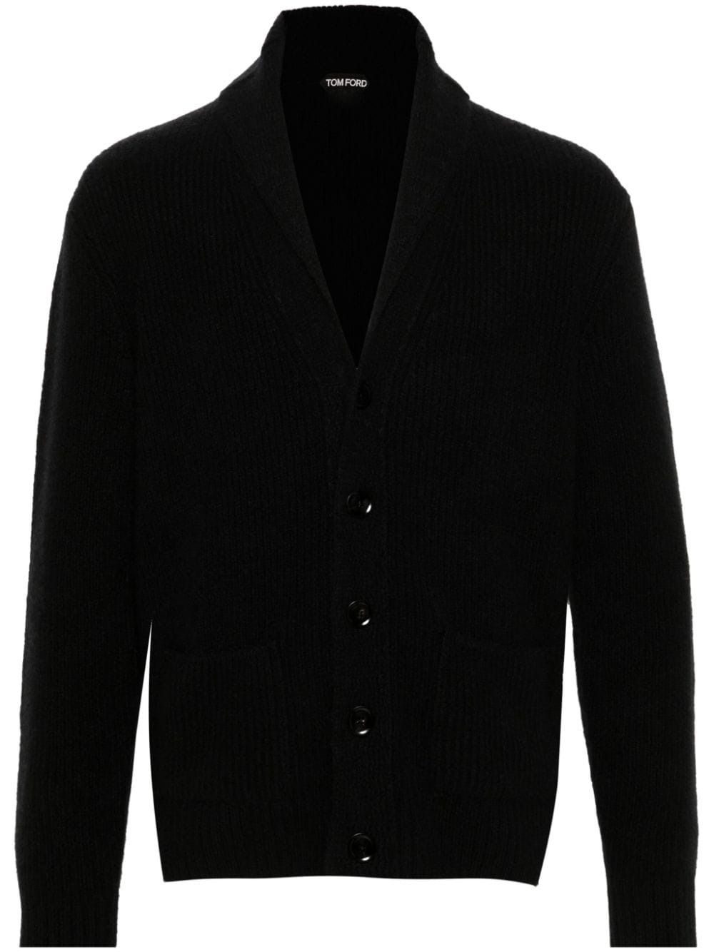 shawl-collar ribbed cardigan - 1