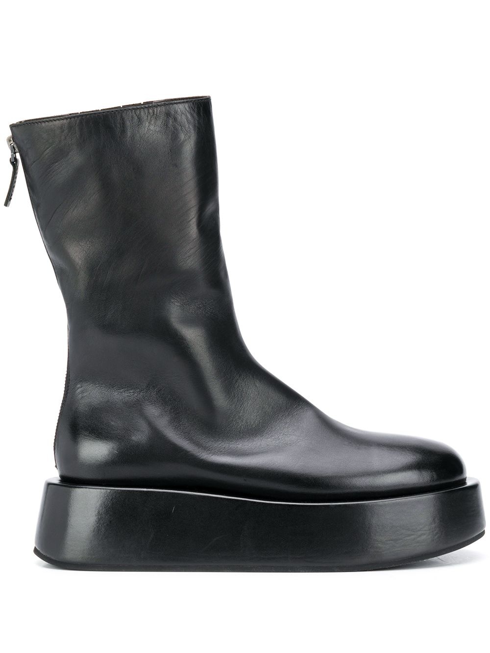 platform sole rear zip boots - 1