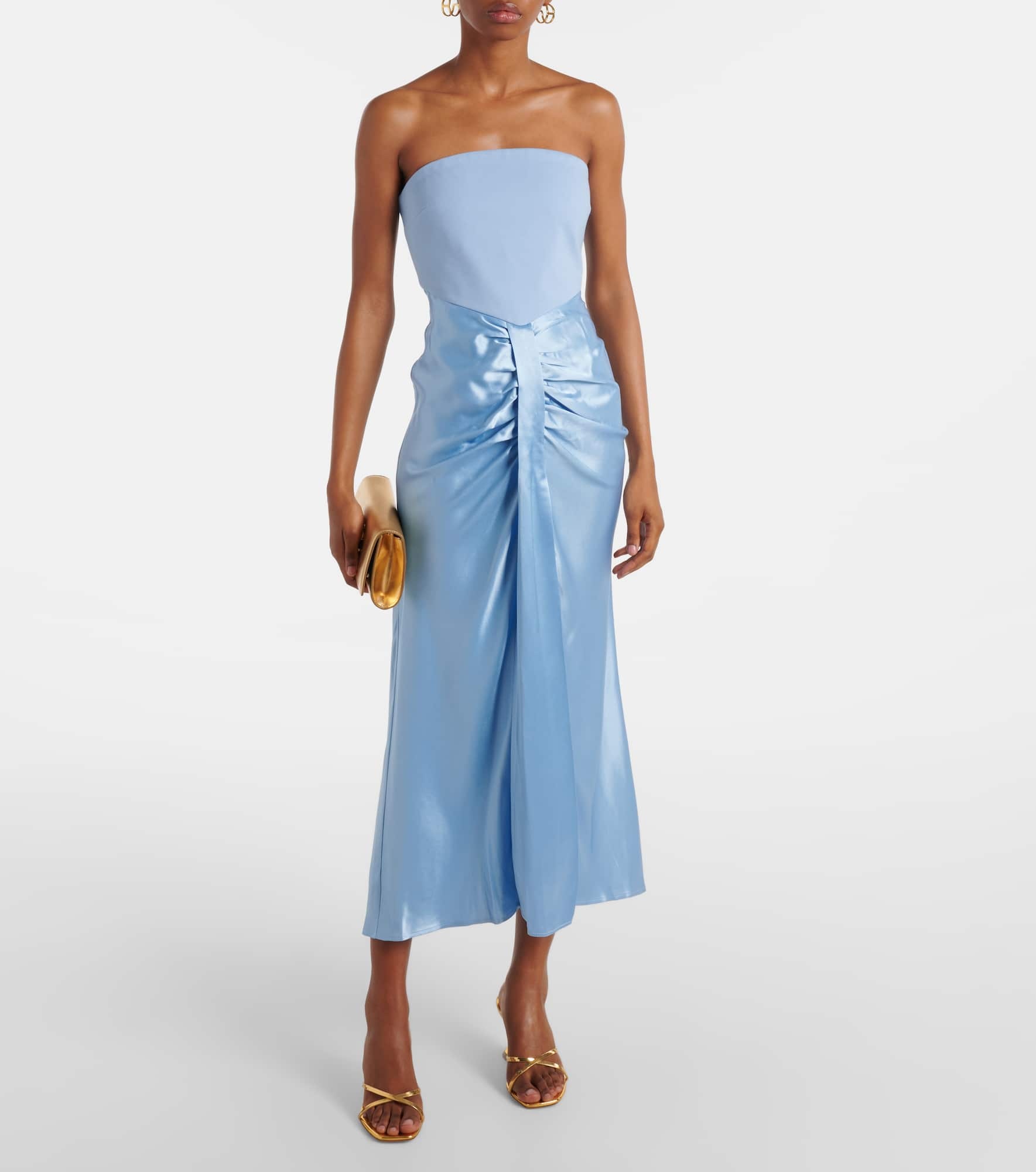 Wayfaring ponte and satin midi dress - 2