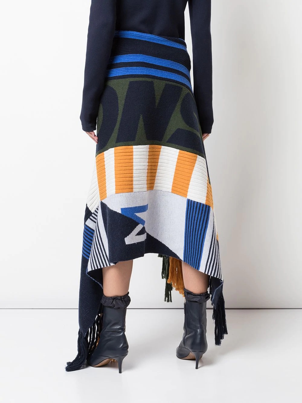 draped scarf patchwork skirt - 4