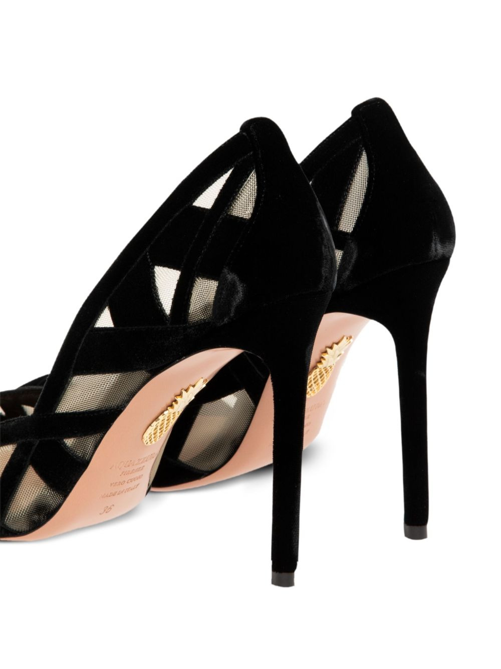 105mm velvet-mesh pumps - 4
