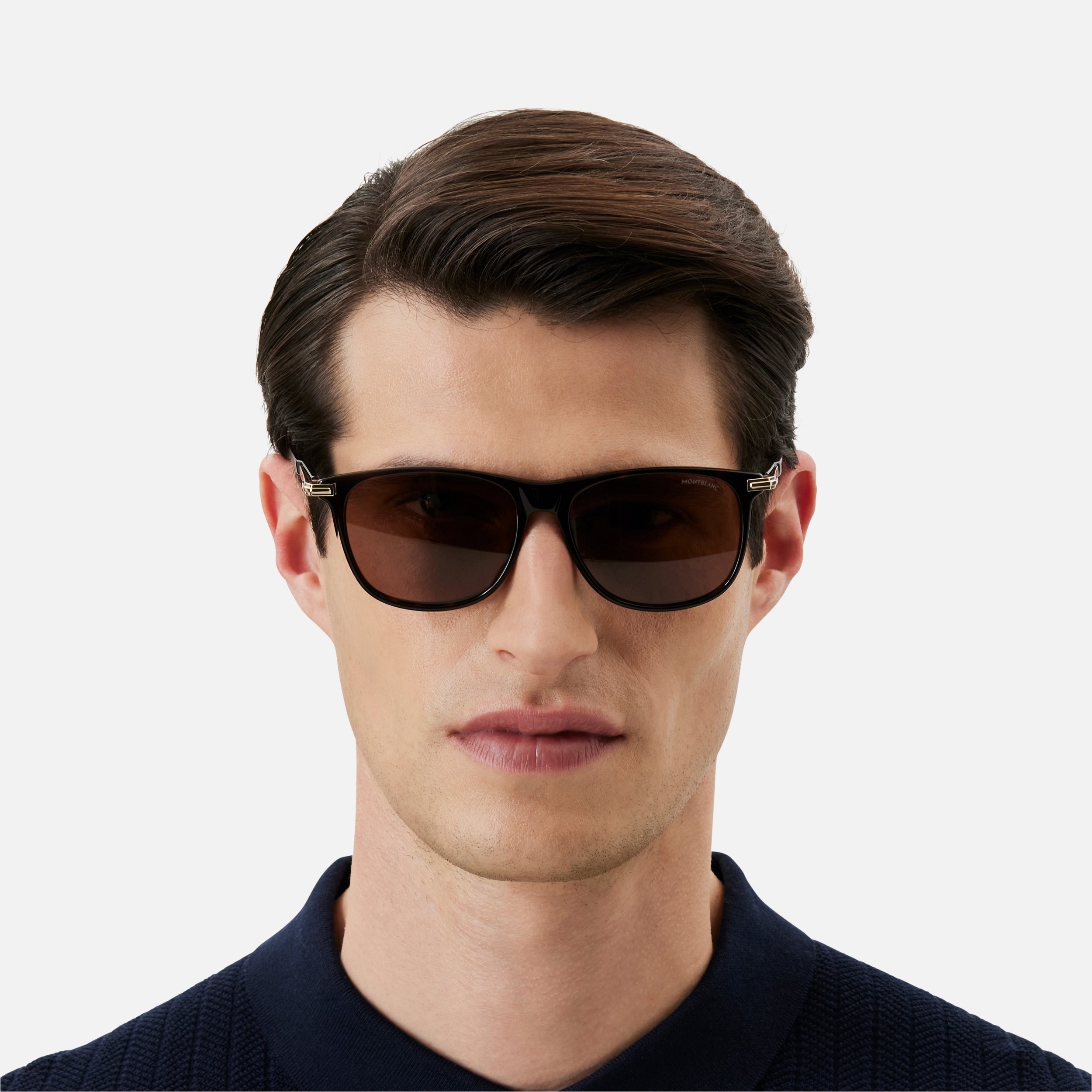 Rectangular Sunglasses with Havana-Colored Acetate Frame - 3
