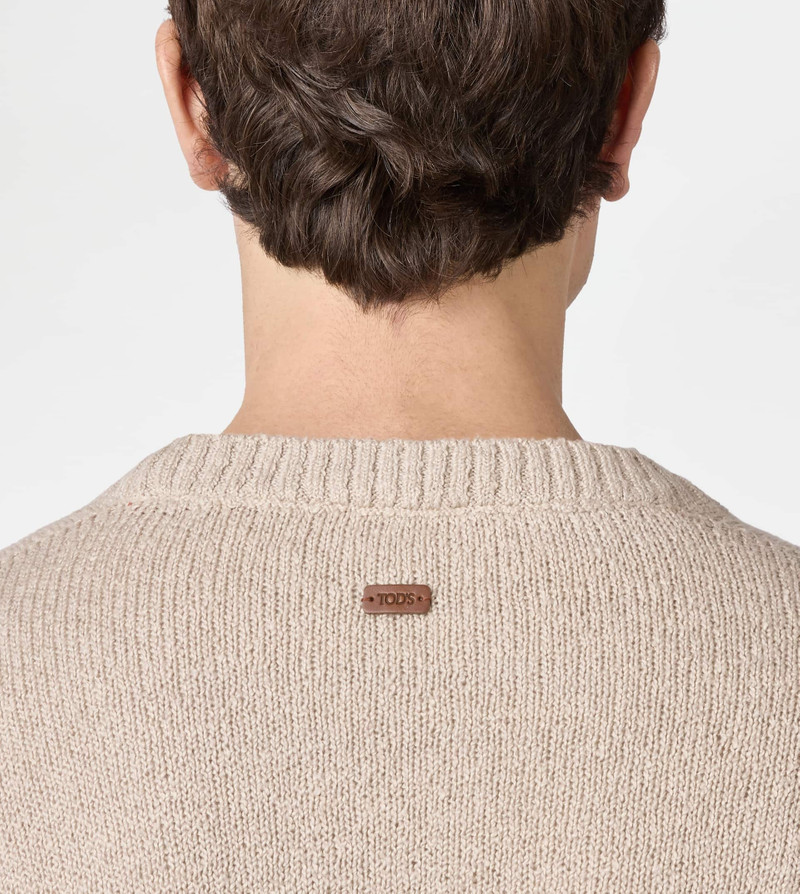 ROUND-NECK PULLOVER IN COTTON - BEIGE 6