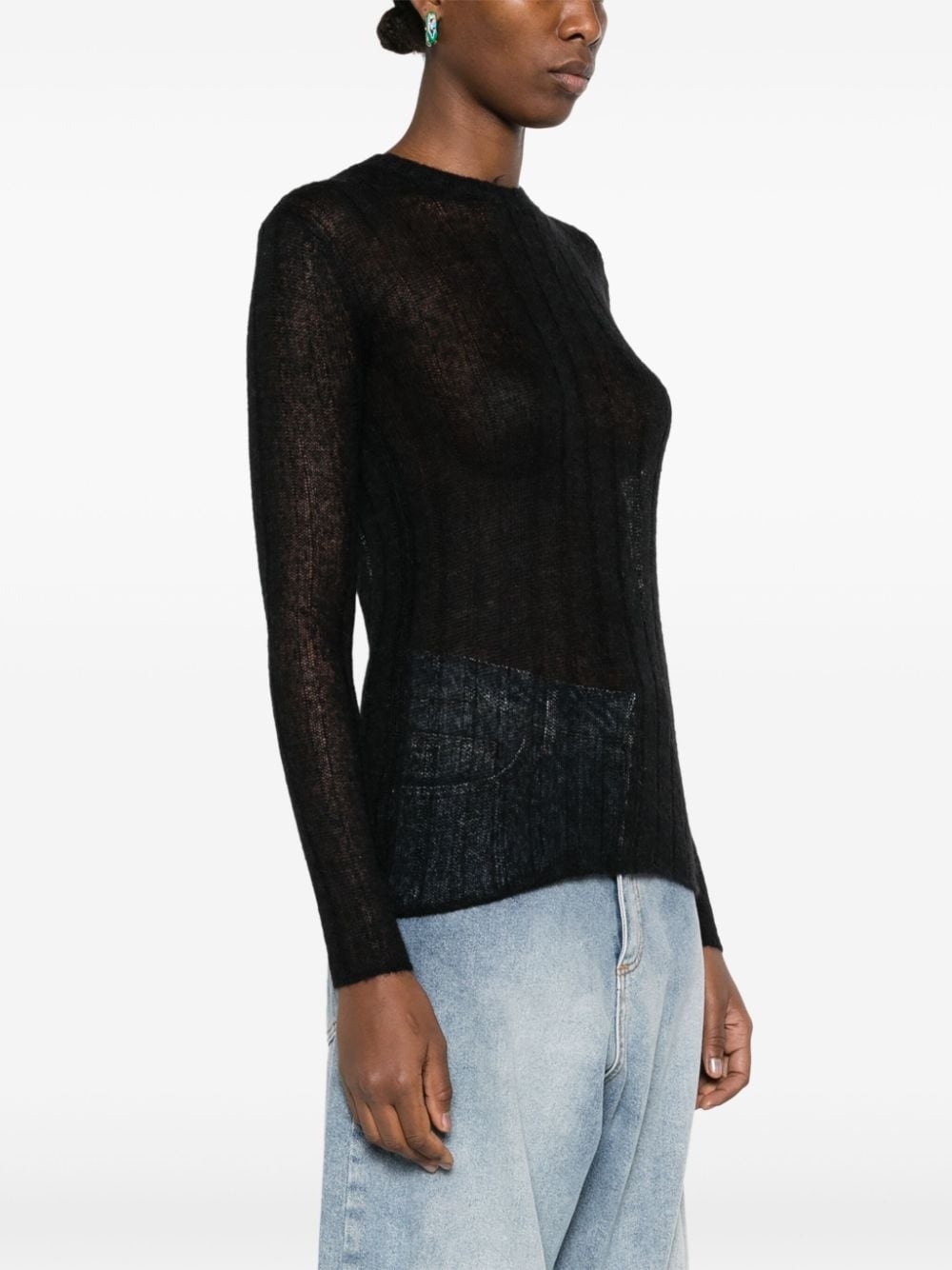 ribbed open-knit jumper - 3