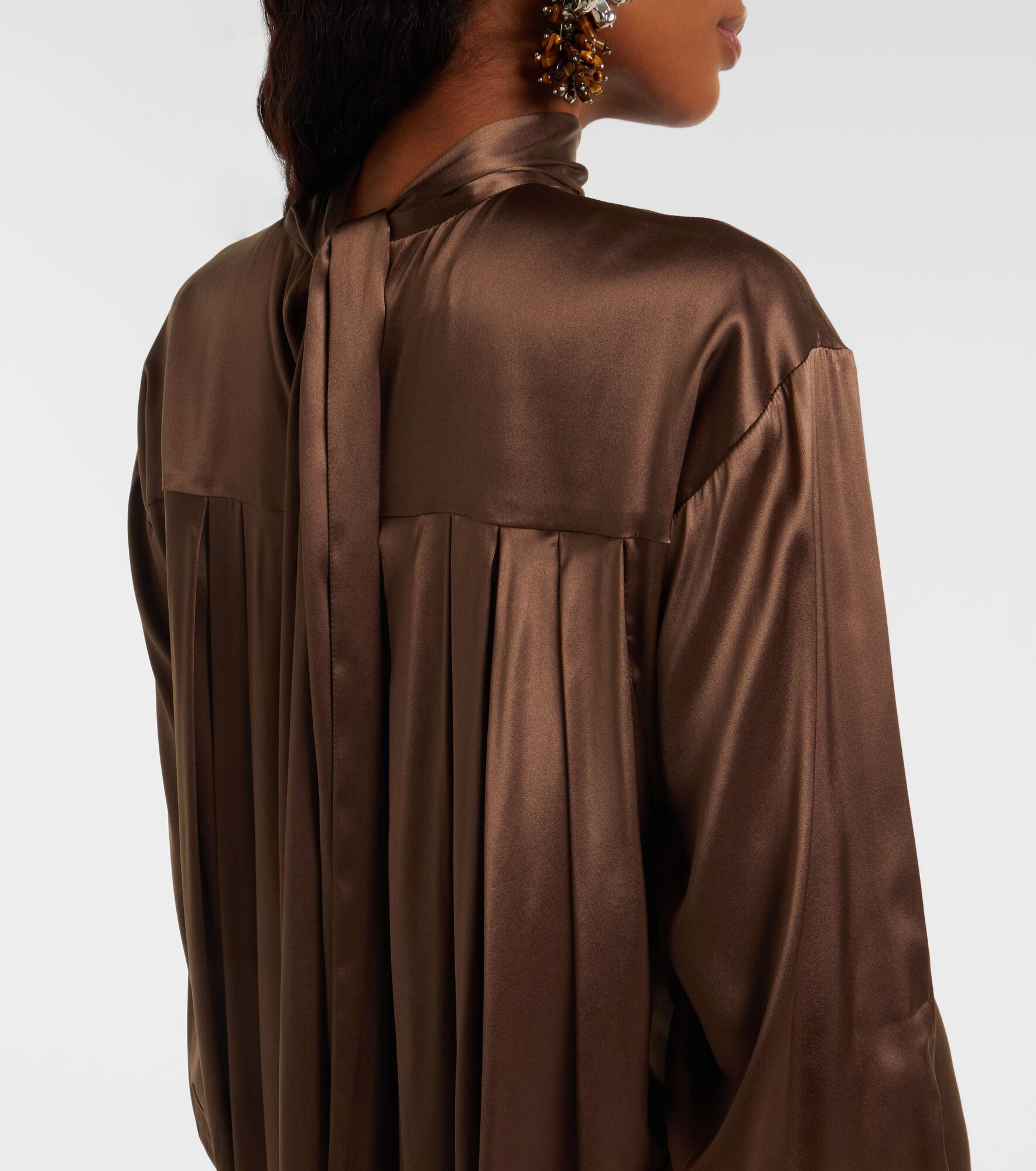 Turtleneck silk-blend satin midi dress - 6