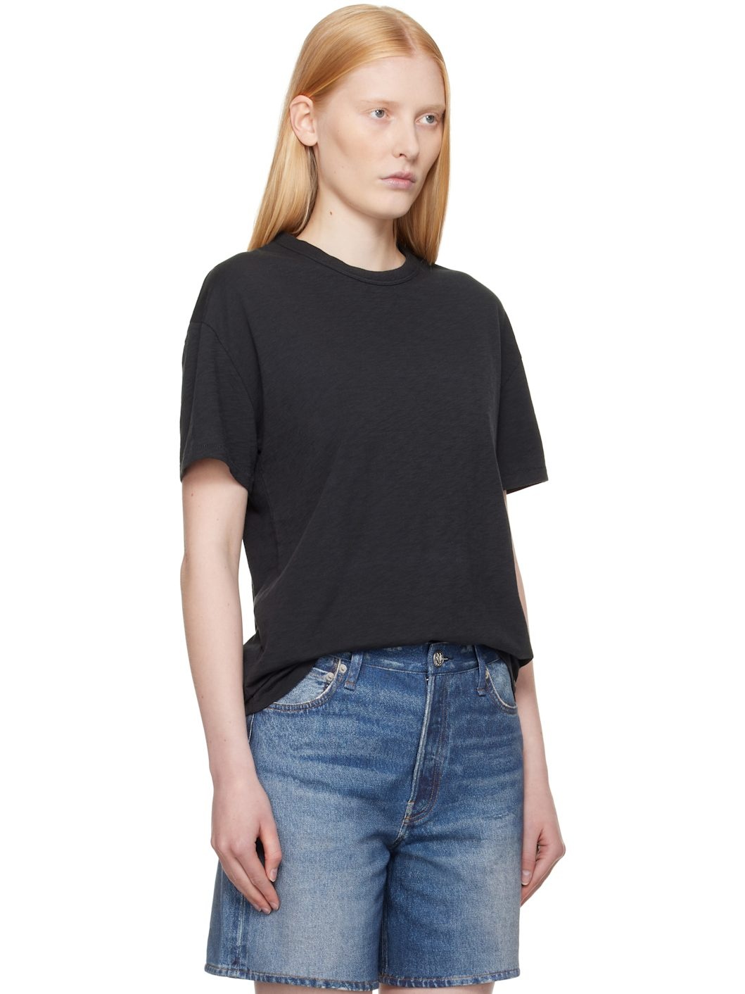 Black Mini Slub Boyfriend T-shirt - 2