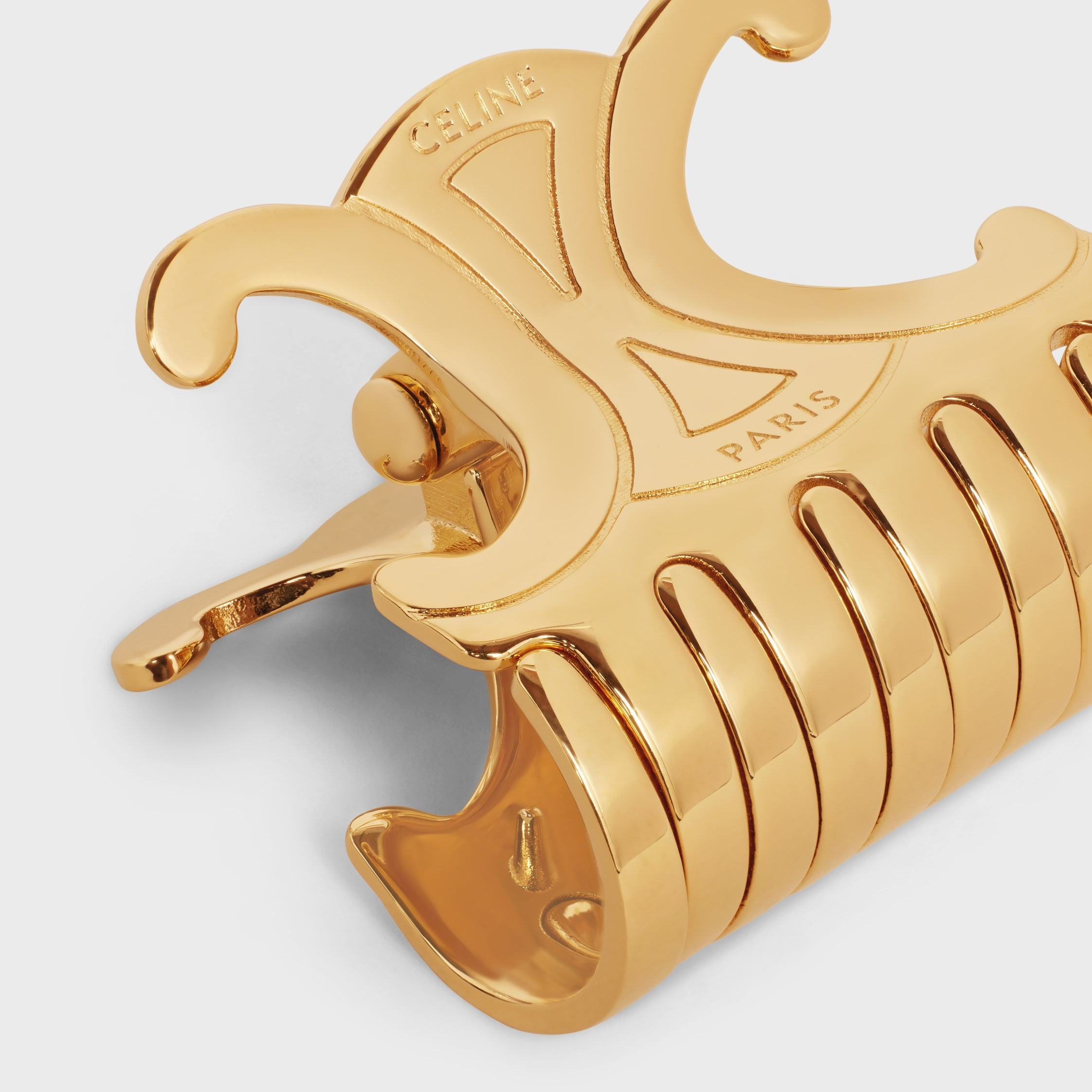 Triomphe Medium Hair Claw in Zamak and Steel with Gold Finish - 3