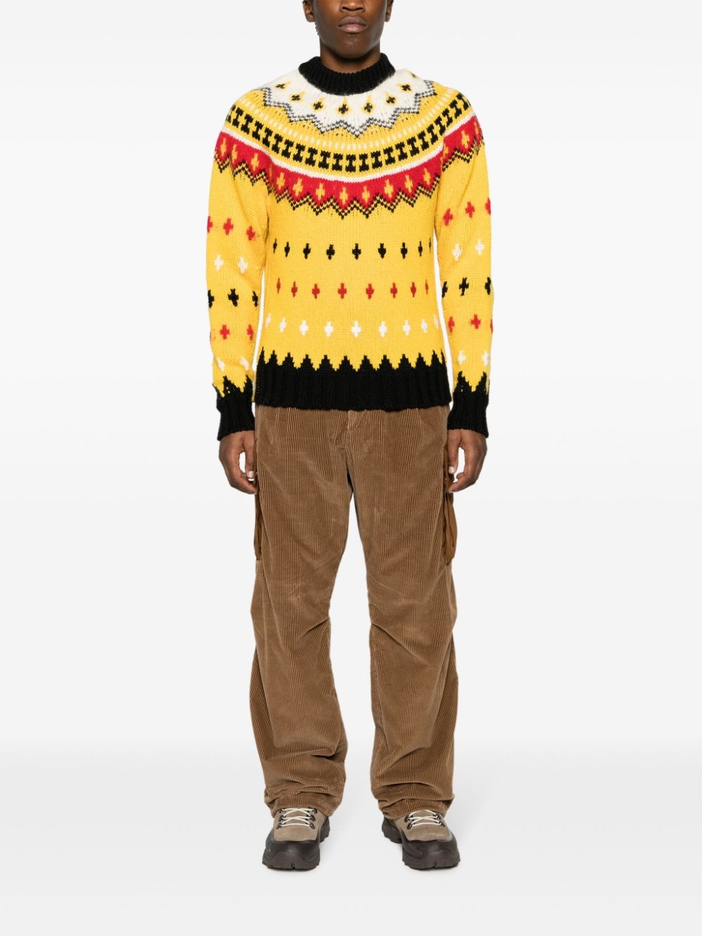 patterned-jacquard crew-neck jumper - 2