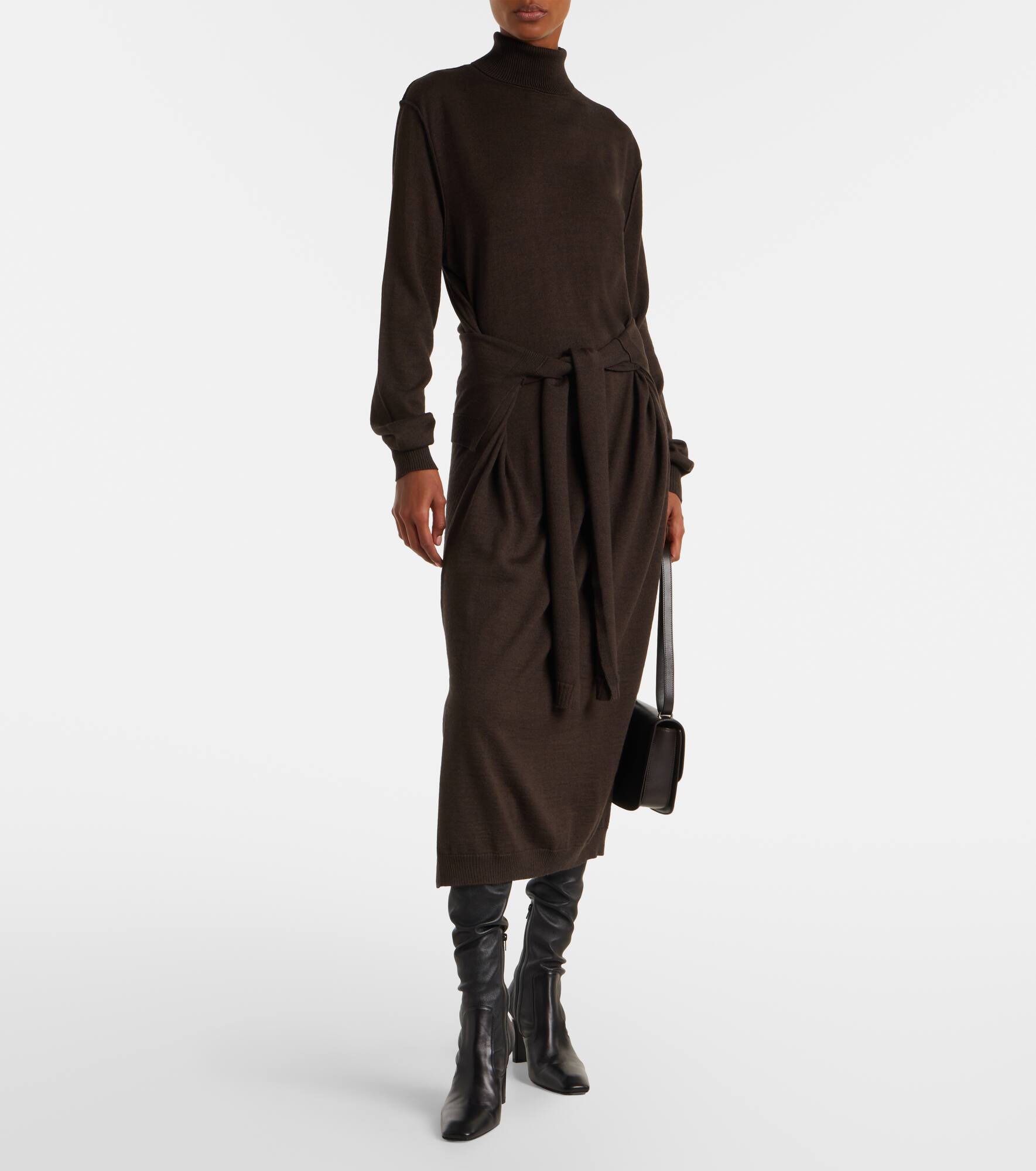 Turtleneck wool-blend midi dress - 2