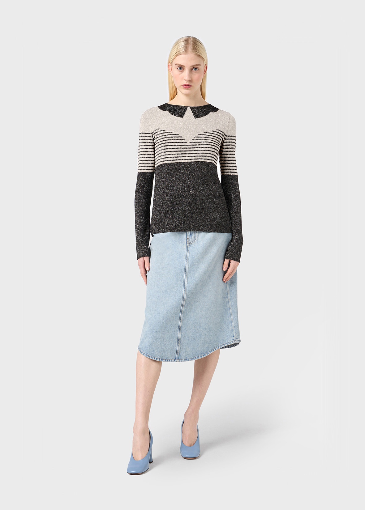 LUREX SWEATER WITH TROMPE L'ŒIL MOTIF - 2