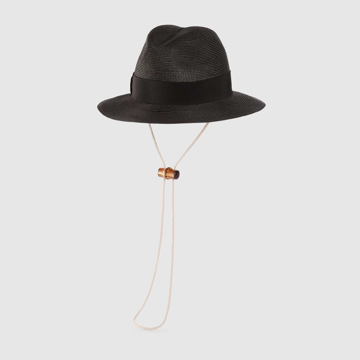 Raffia-effect wide-brimmed hat with bow - 1