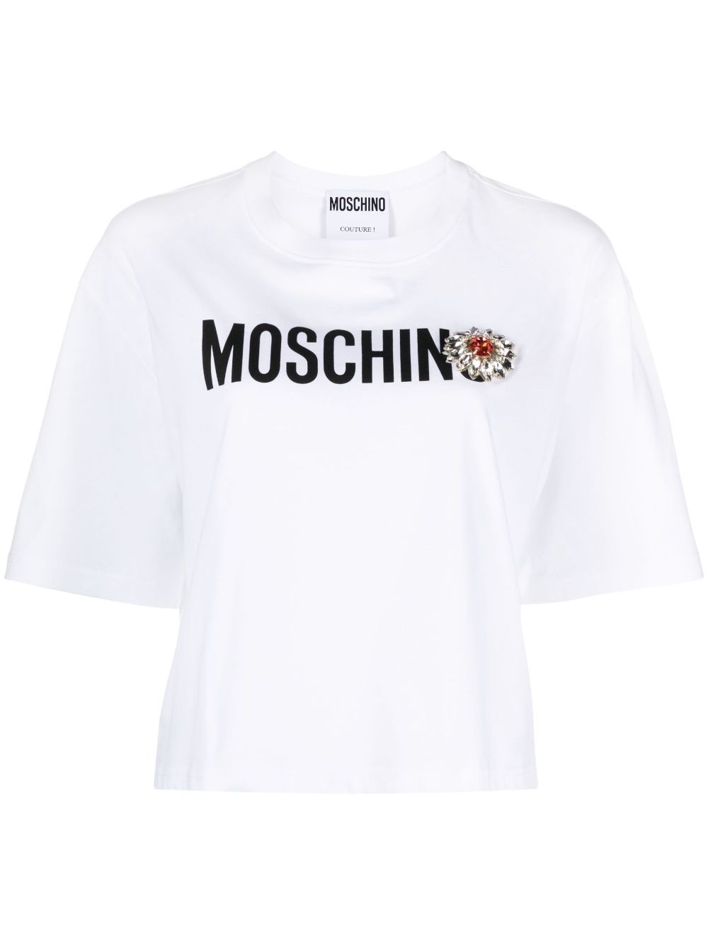 logo-print appliqué-detail T-shirt - 1