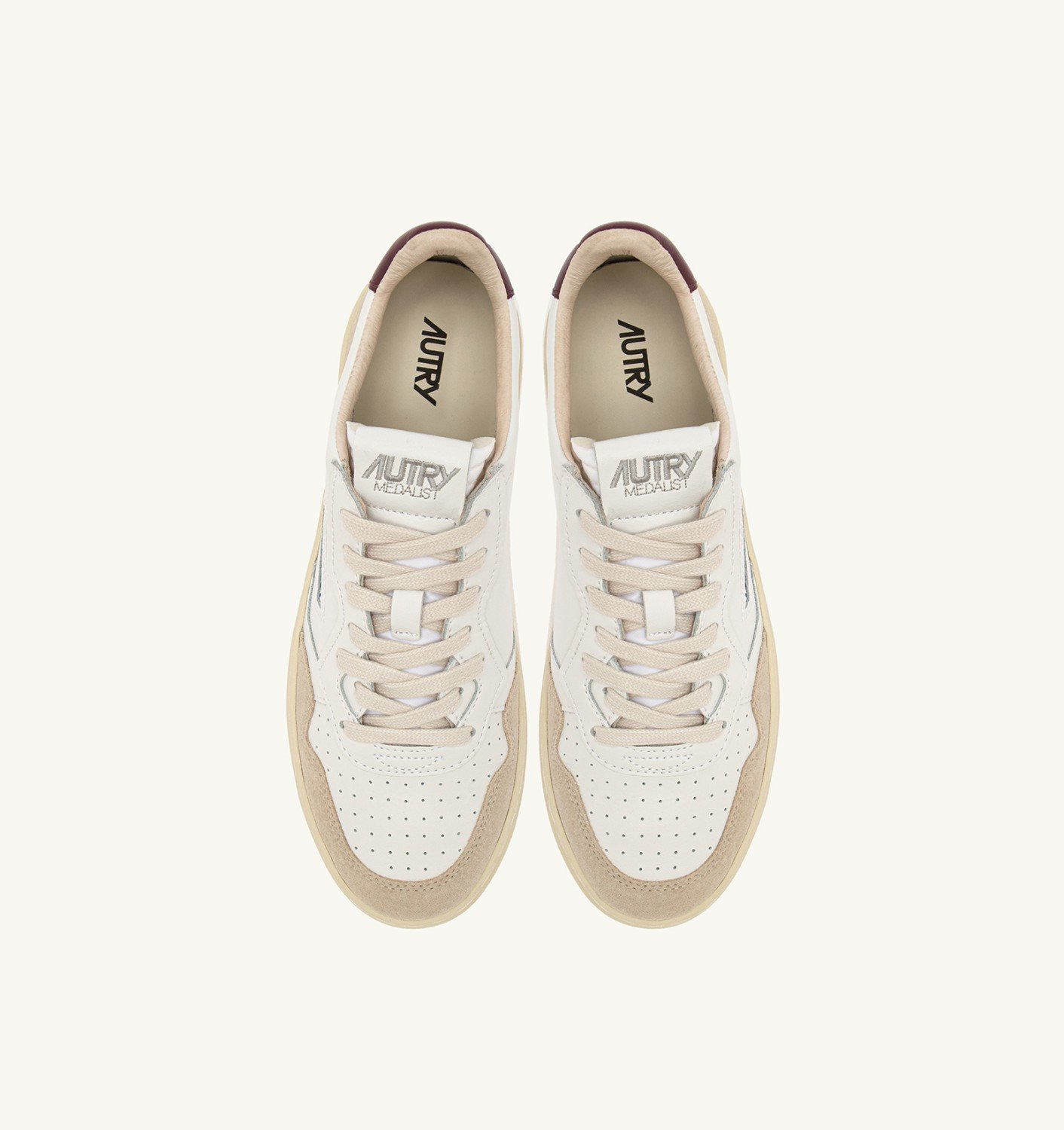 MEDALIST LOW SNEAKERS IN WHITE AND BURGUNDY SUEDE AND LEATHER - 5