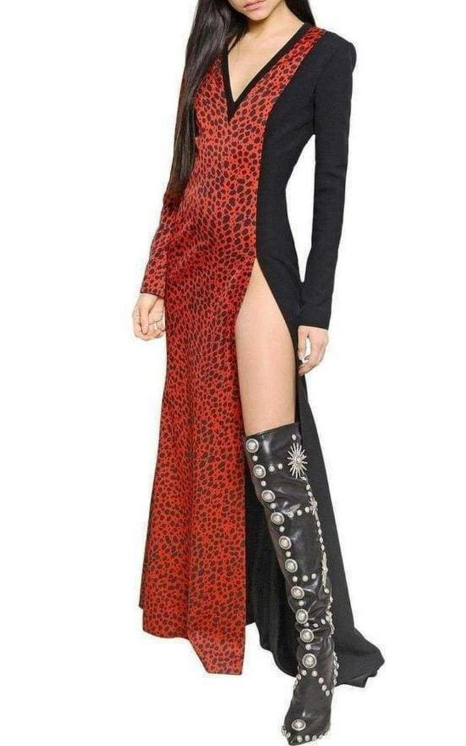 Fausto Puglisi - Red Leopard Print Stretch Silk Gown - 3