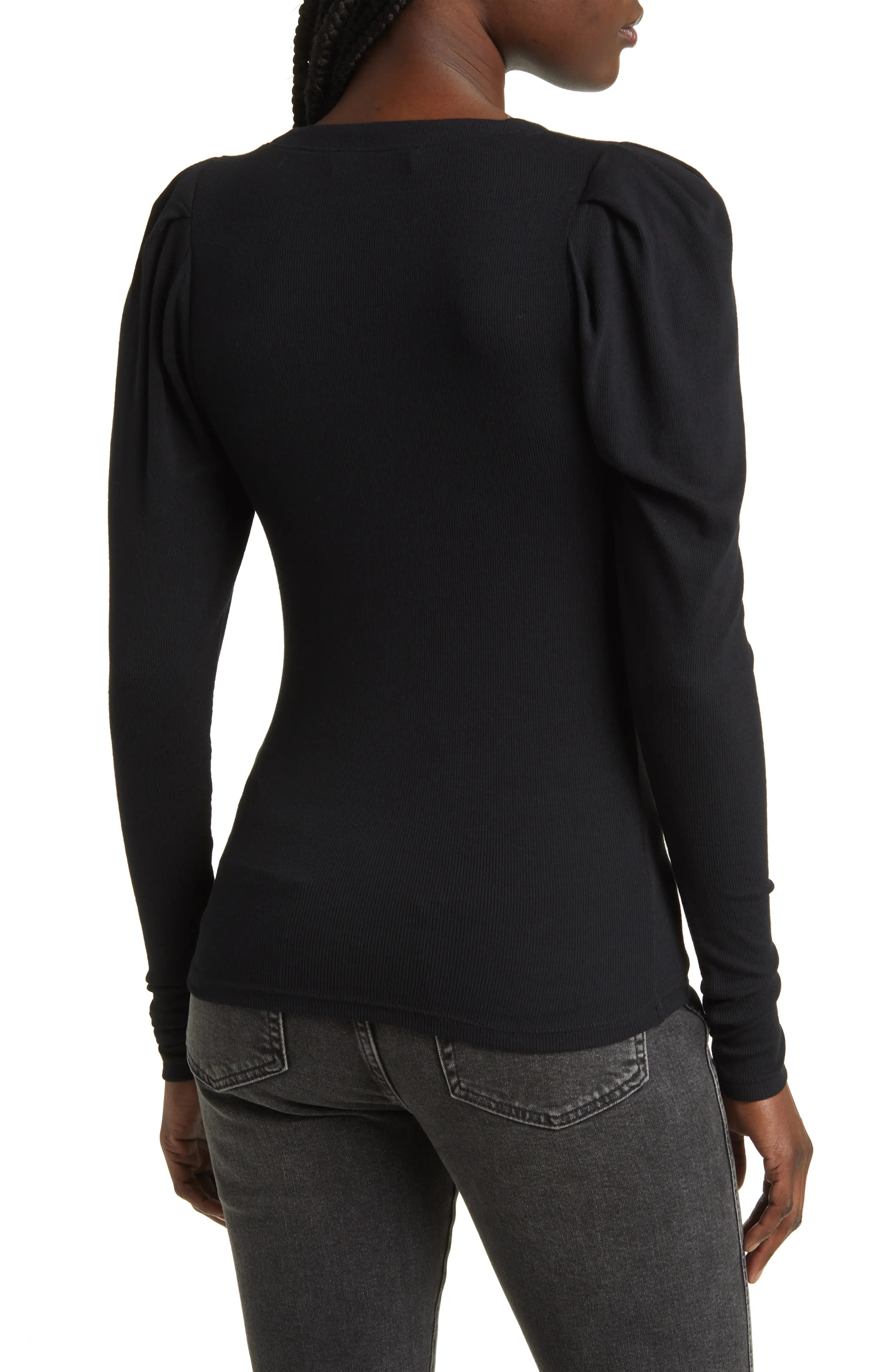 Puff Shoulder Rib Henley - 2