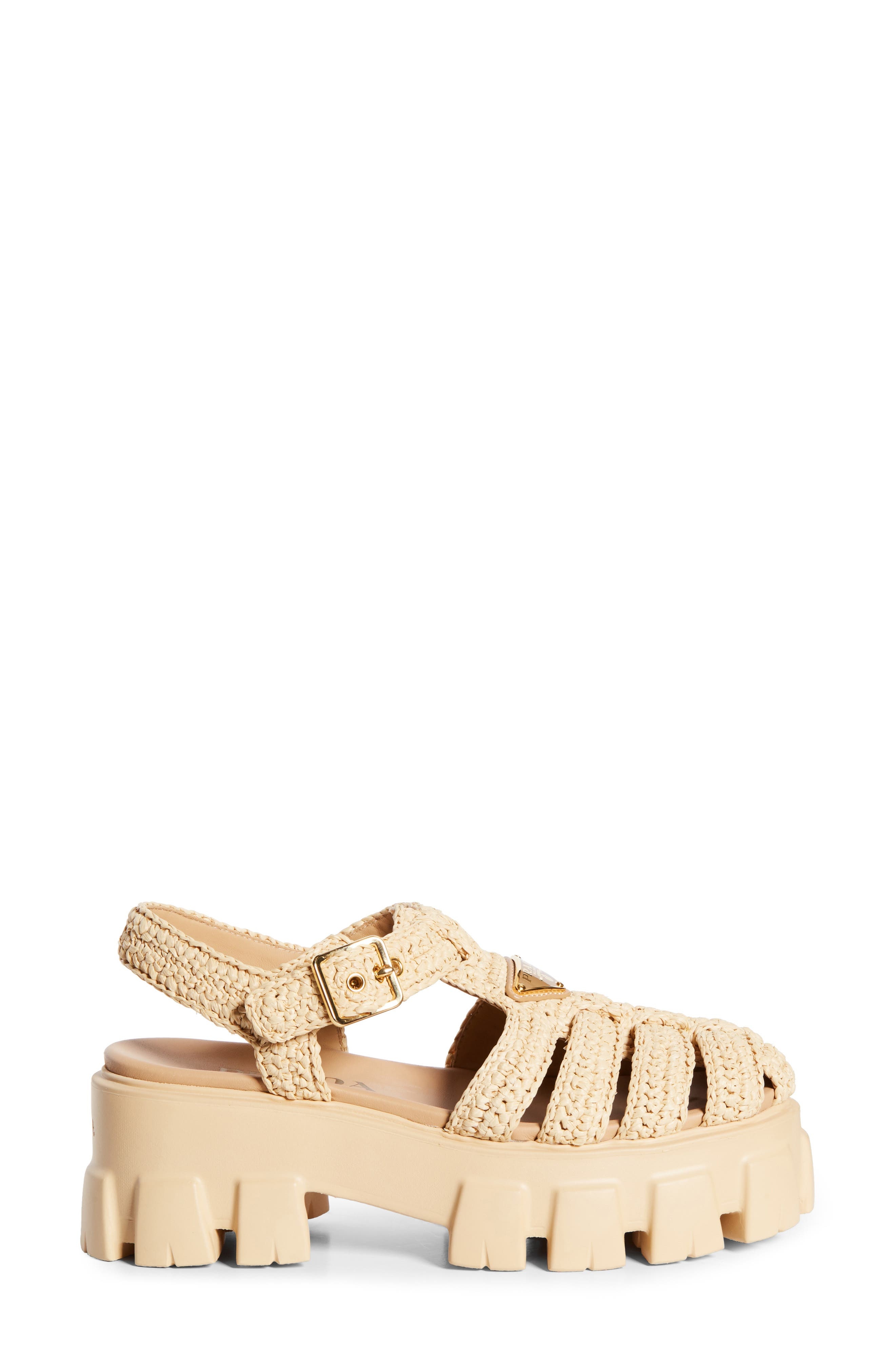Prada Monolith Lug Sole Fisherman Sandal in Naturale at Nordstrom - 3