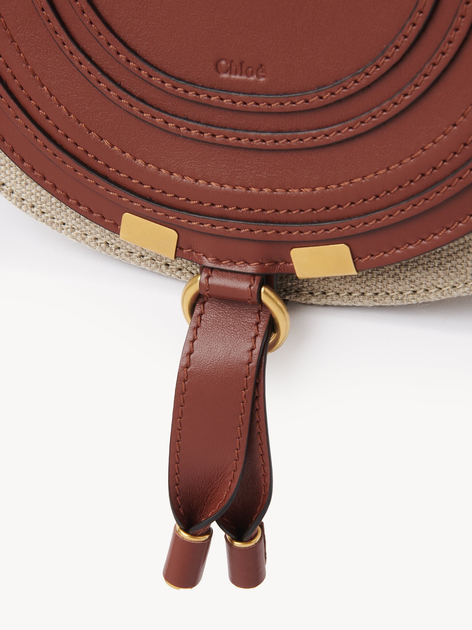 SMALL MARCIE SADDLE BAG IN LINEN & SMOOTH LEATHER - 6