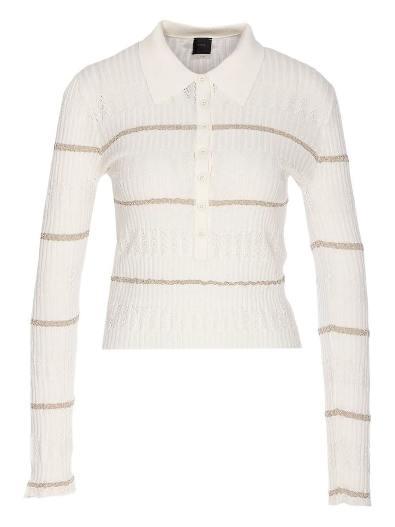 stripe-ribbed polo top 1