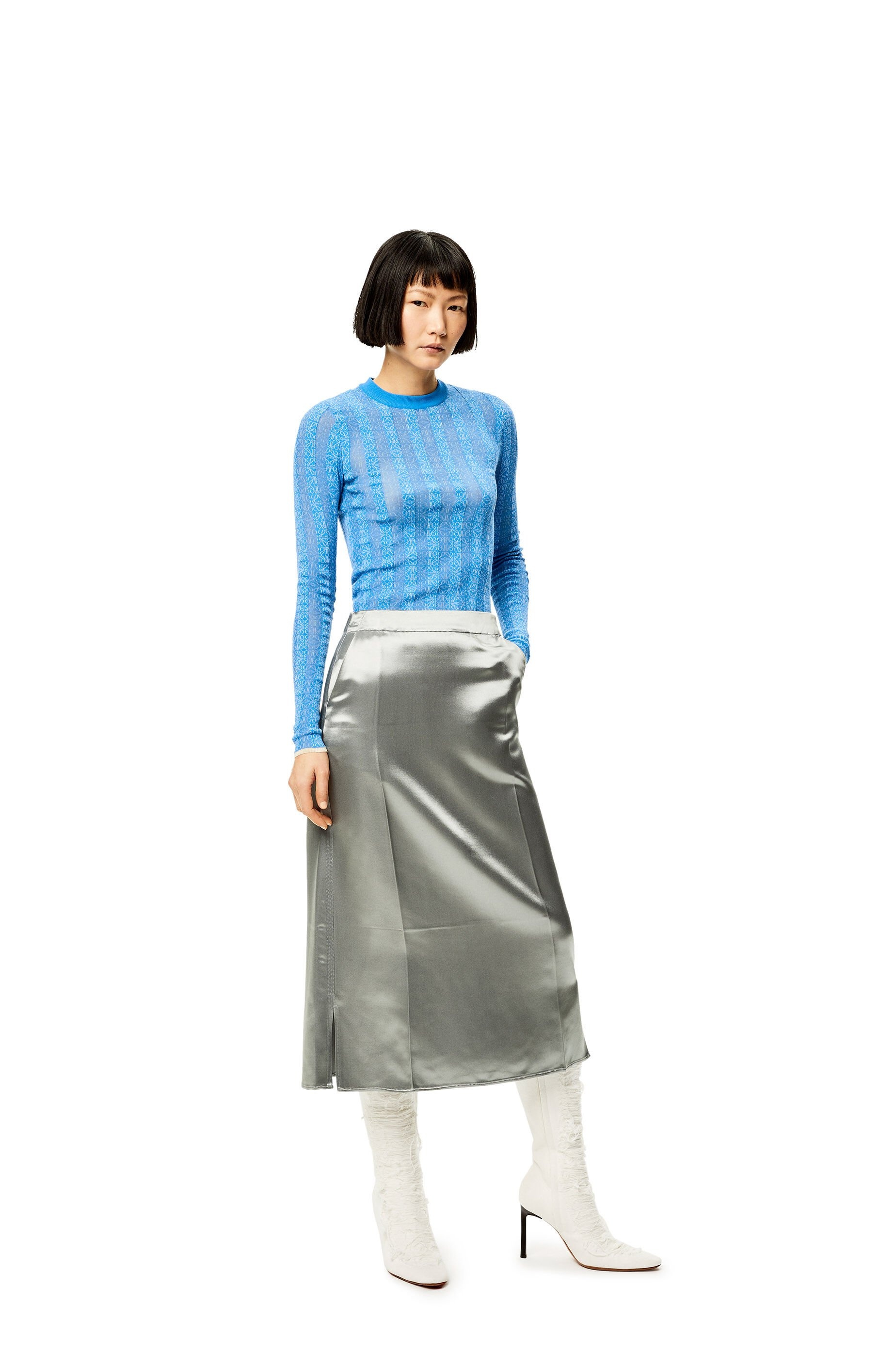 Slip midi skirt in satin - 2