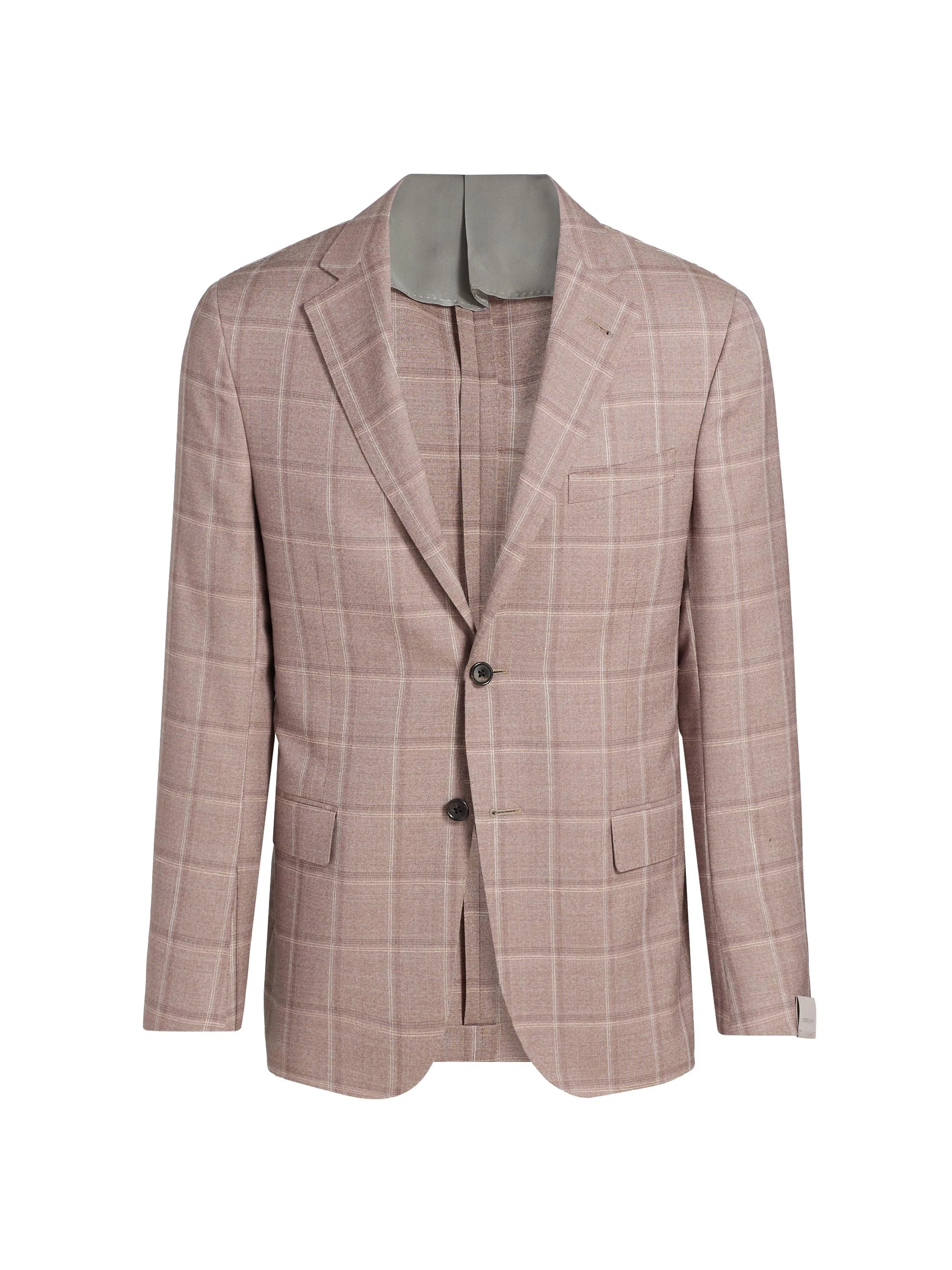Men's Plaid Wool Single-Breasted Sport Coat - Brick Window - 1