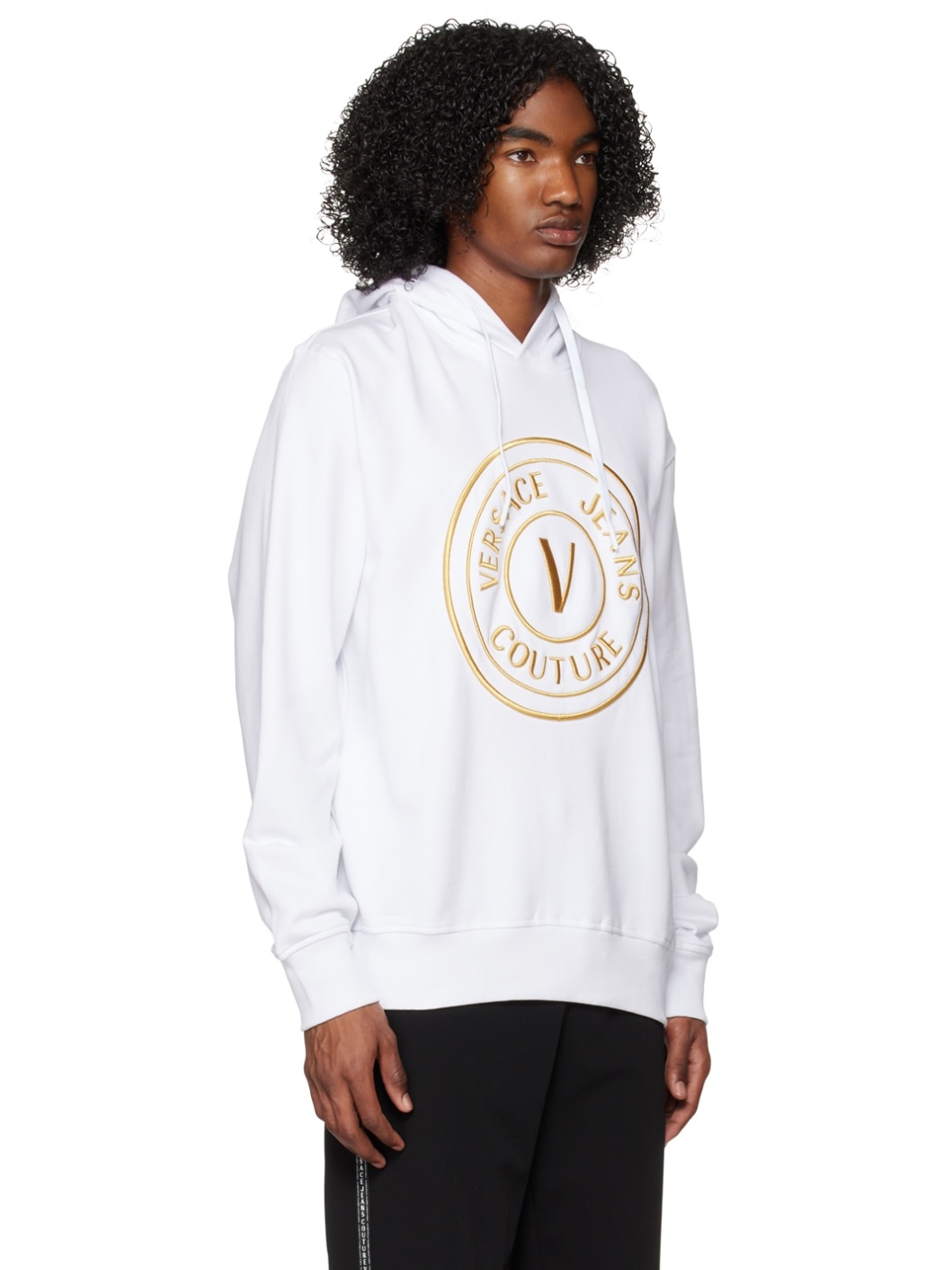 White V-Emblem Hoodie - 2