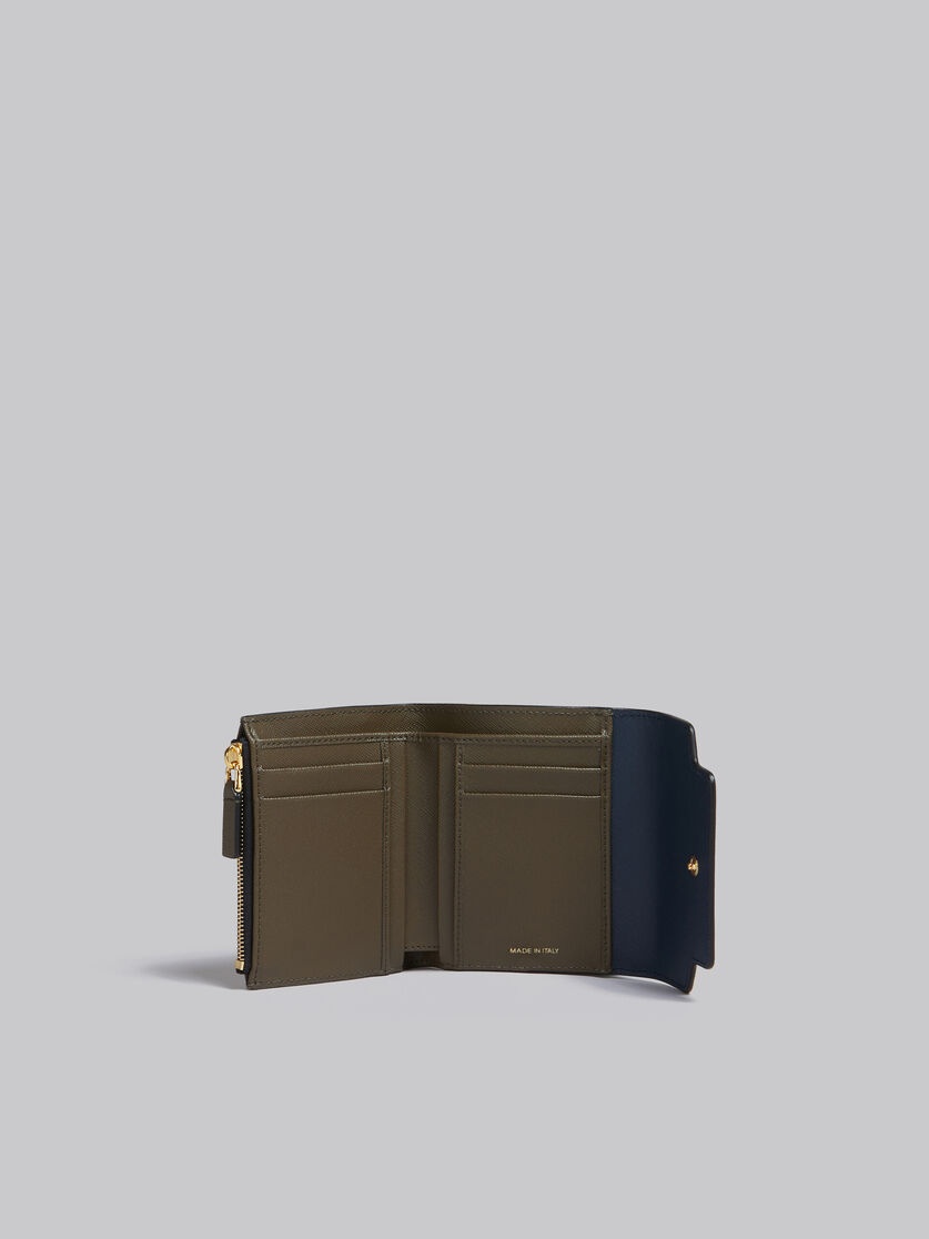 BLUE WHITE AND GREEN SAFFIANO LEATHER WALLET - 2