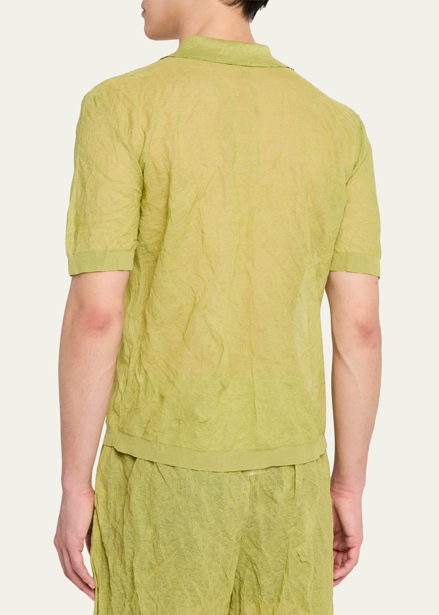 Men's Origami Crinkled Polo Shirt - 3