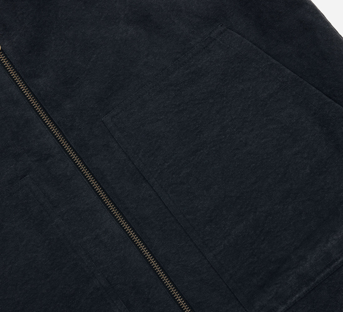 Reversible Work Vest - Black Canvas/Ecru Wool Sherpa - 6