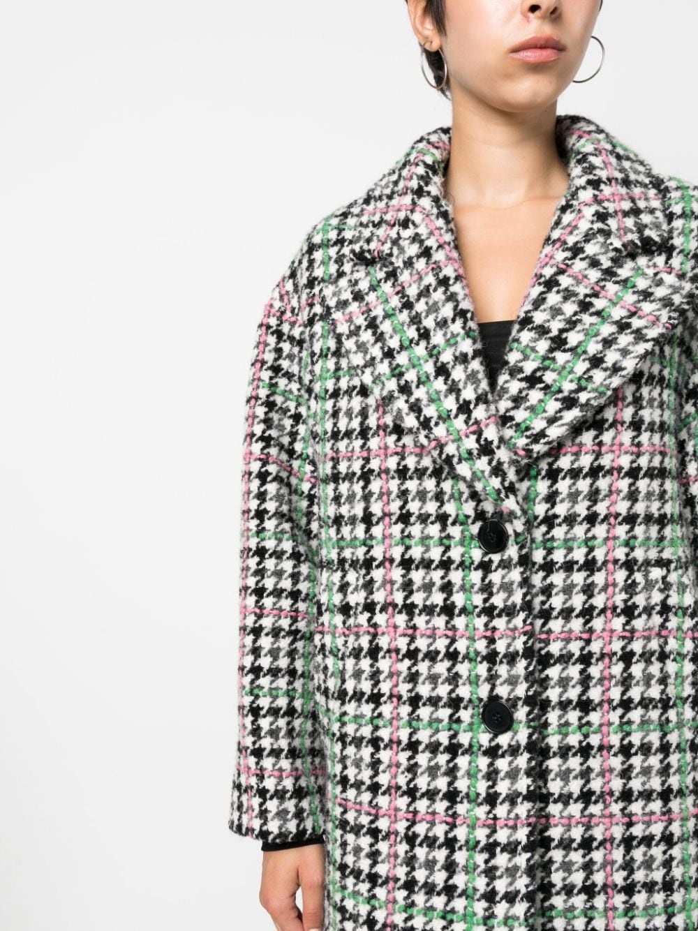 houndstooth-pattern single-breasted coat - 5