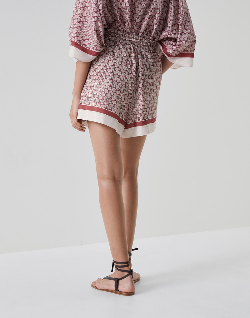 Brunello Cucinelli Starburst flower silk pongee shorts outlook
